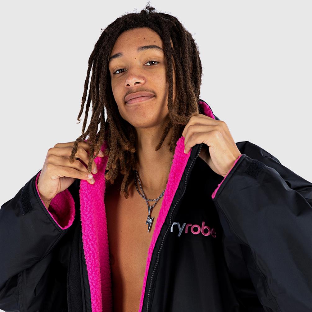 dryrobe Advance Long Sleeve Changing Robe - Black / Pink Extra Image 2